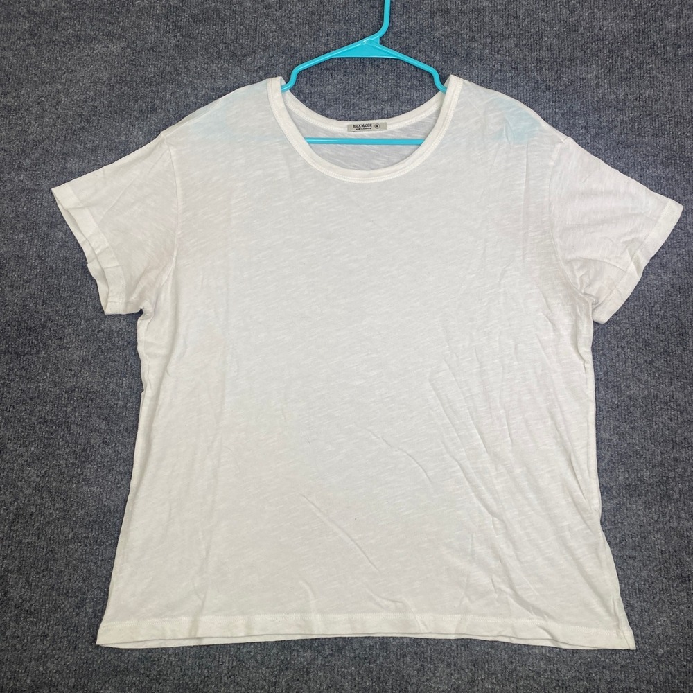 Buck Mason Mens White Slub Cotton Short Sleeve Crewneck T-Shirt Size M USA